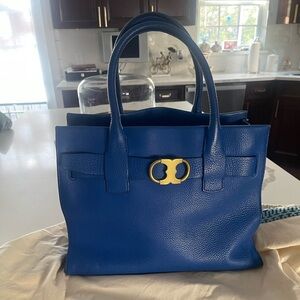 Tory Burch Royal Blue Satchel with Gold Accent